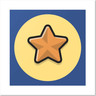 Gold Star Cartoon Vector Icon Illustration Posters and Art